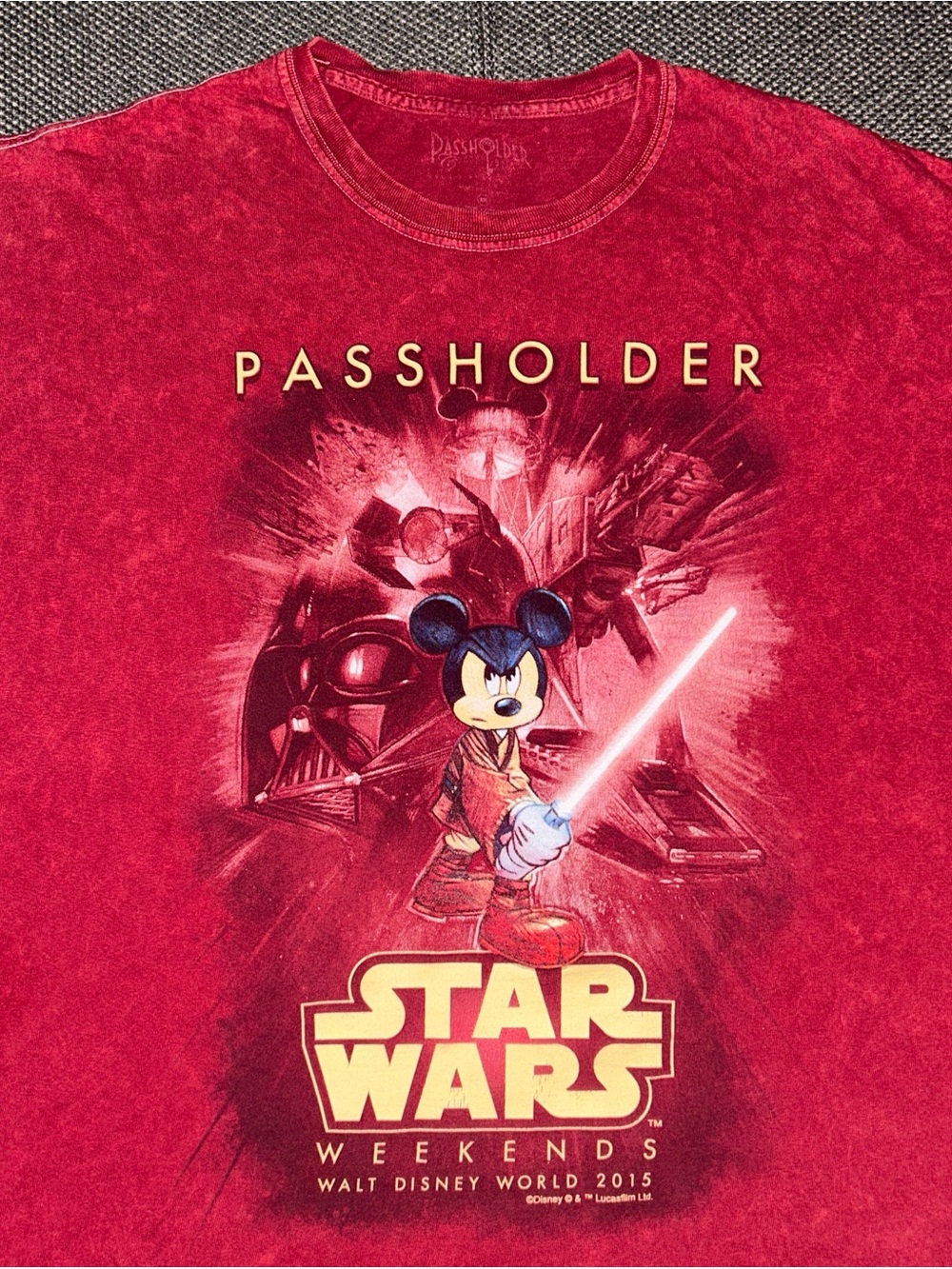 Rare Disney Mickey Mouse Star Wars Passholder Tee